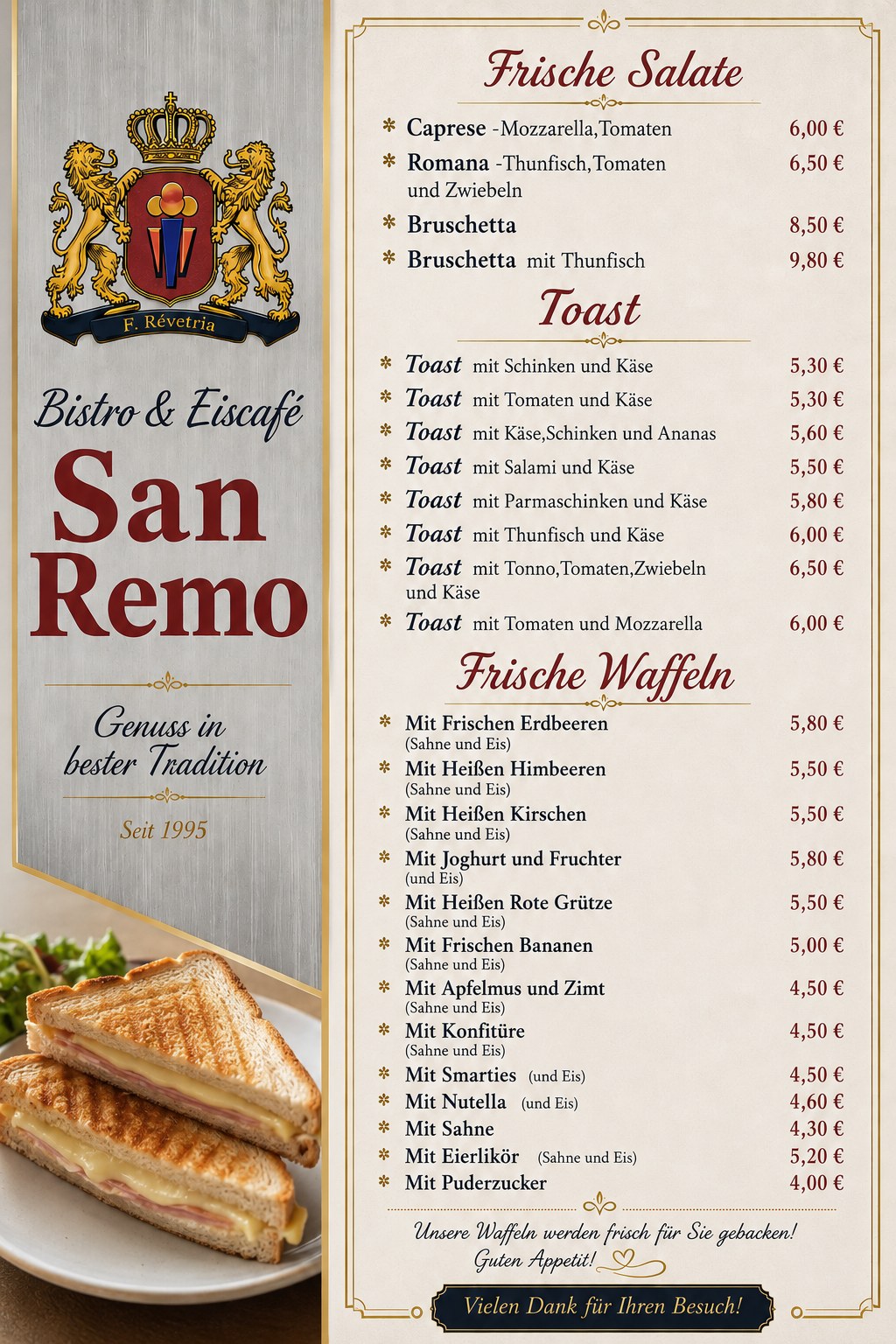 Frische Salate & Toast Auswahl